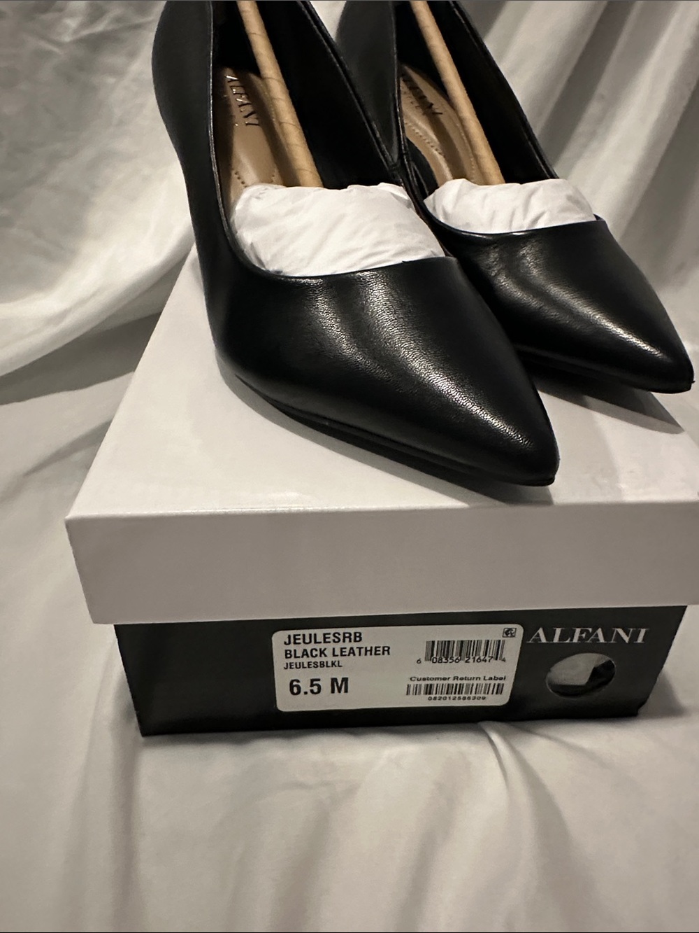 Alfani Black Pointed-Toe Leather Pumps